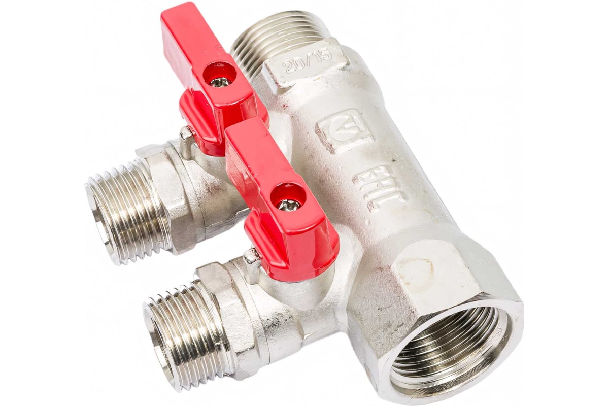 Коллектор с кранами (3/4"; 2 х 1/2") Valtec VTc.580.N.0502 78042