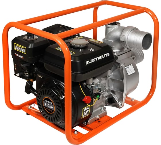 Мотопомпа Electrolite  GP-80 EL (ШК) 7л.с., 80мм, 1300л/мин, глубина всасывания 8м., макс. напор 30м., вес 25кг 2382