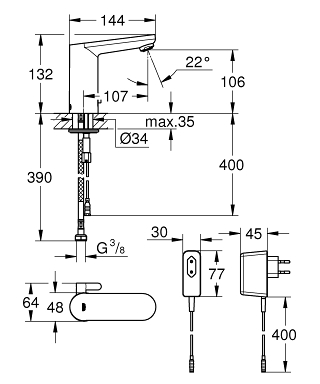 Смеситель для раковины Grohe Eurosmart Cosmopolitan E 36325001