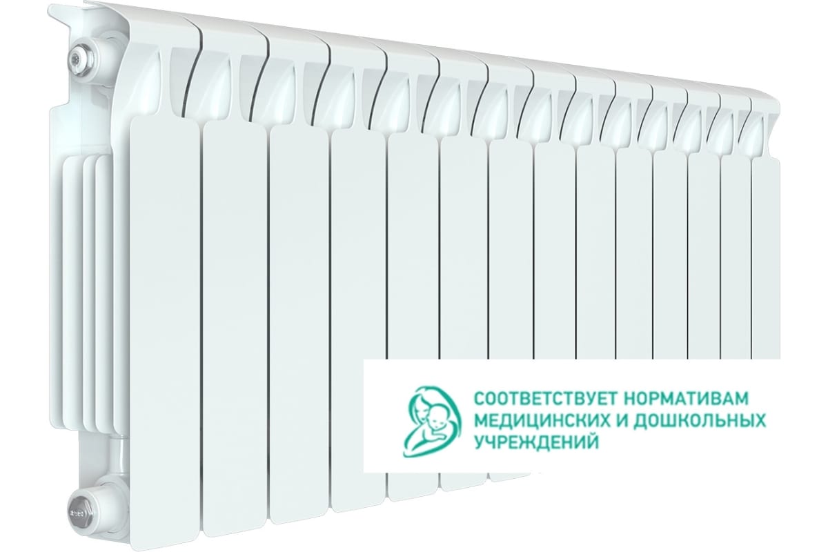 Биметаллический радиатор Rifar MONOLIT 350 14 секций, боковое подключение RG008N1QDME3G0