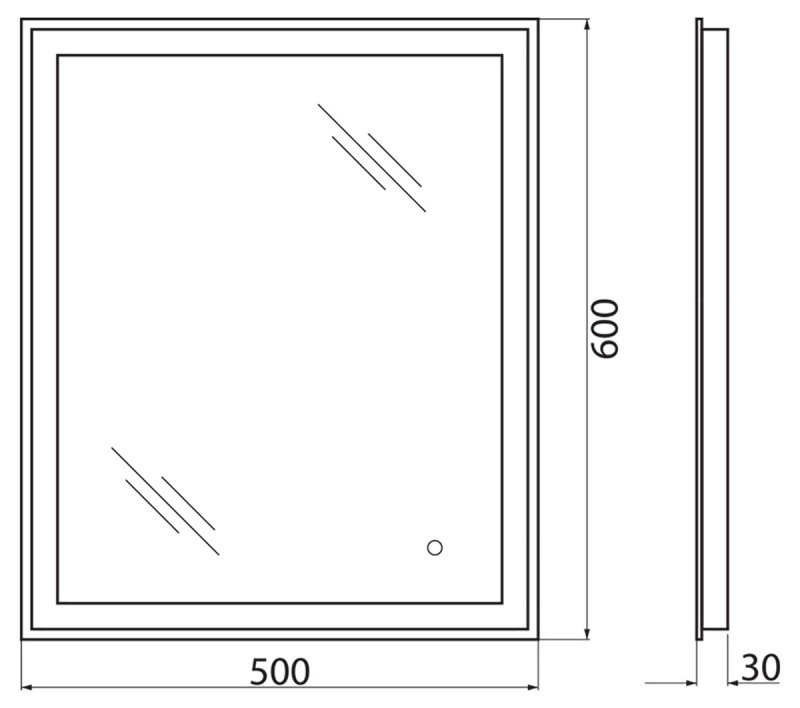 Зеркало BelBagno SPC-GRT-500-600-LED-TCH 50x60 см сенсорный выключатель