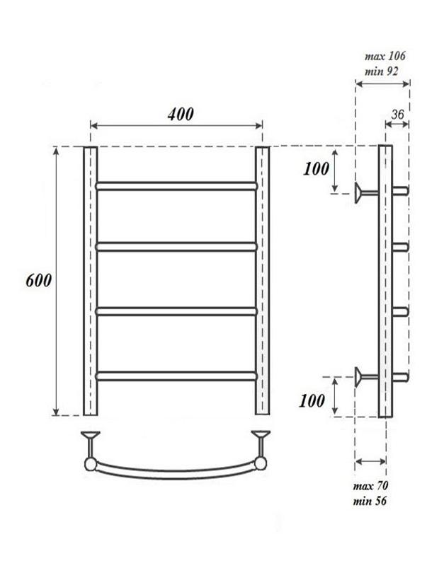 Полотенцесушитель электрический Point PN04146E П4 40x60 хром