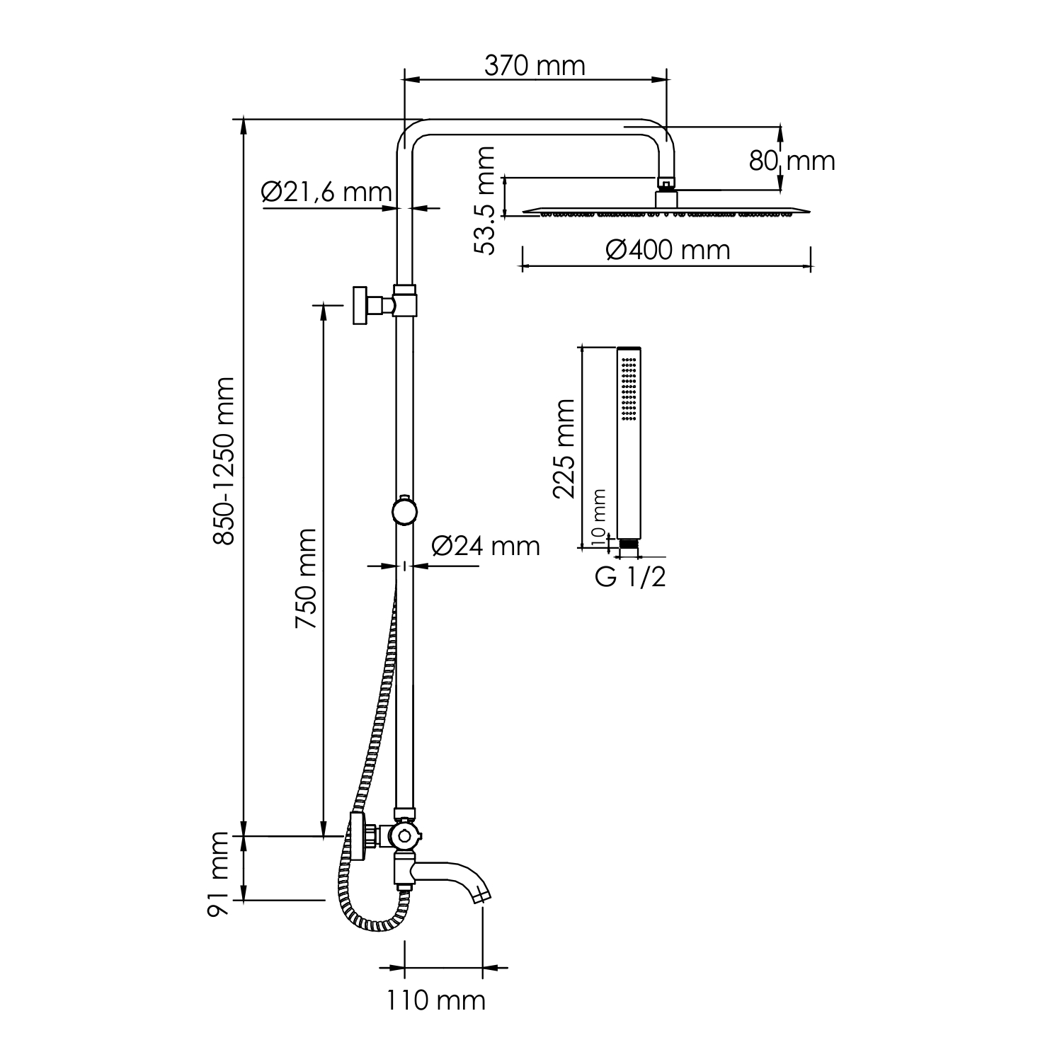 Душевая стойка WasserKRAFT A188.117.137.010.CH Thermo с термостатом, хром