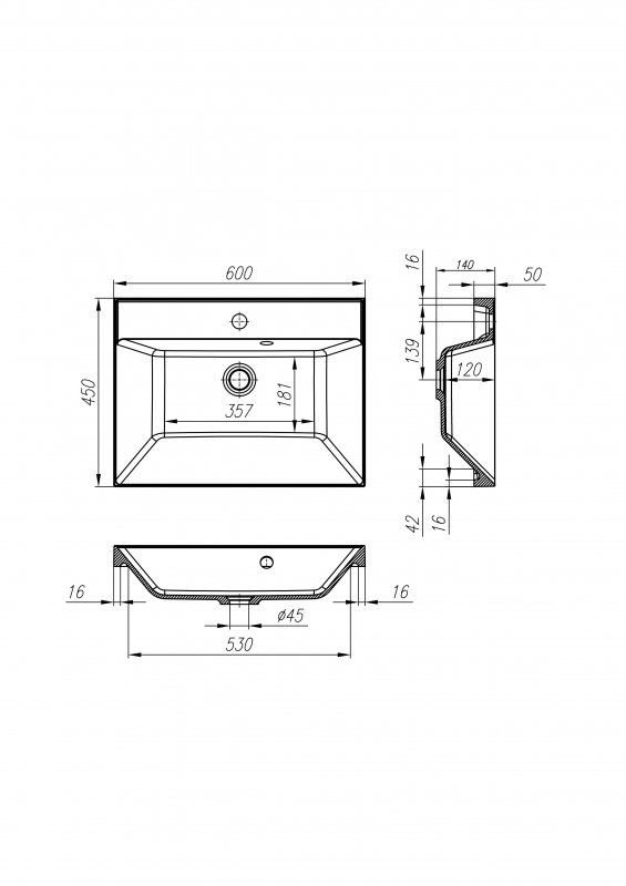 Тумба с раковиной BelBagno Aurora 60 см Rovere Tabacco