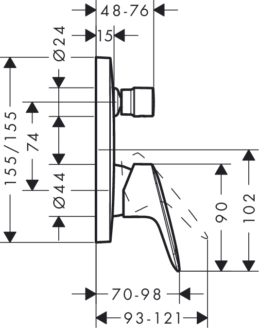 Смеситель для ванны Hansgrohe Logis 71405000 внешняя часть