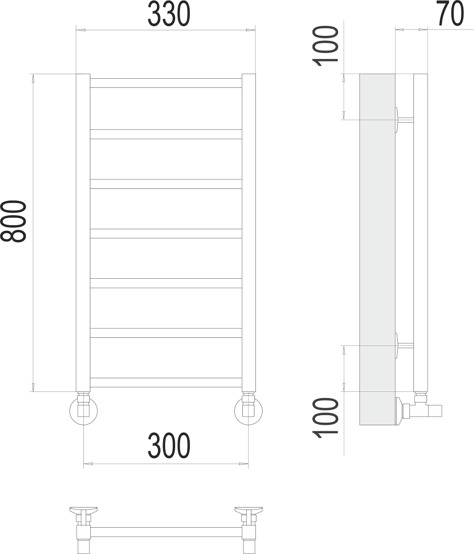 Полотенцесушитель водяной Terminus Контур П7 300x800, 4670078529633
