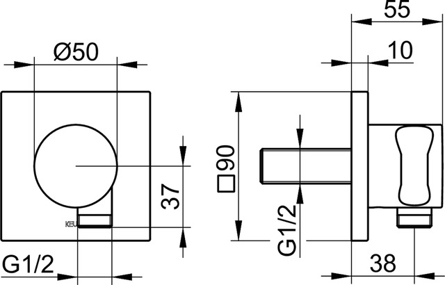 Шланговое подключение Keuco IXMO 59592010002 с держателем, хром