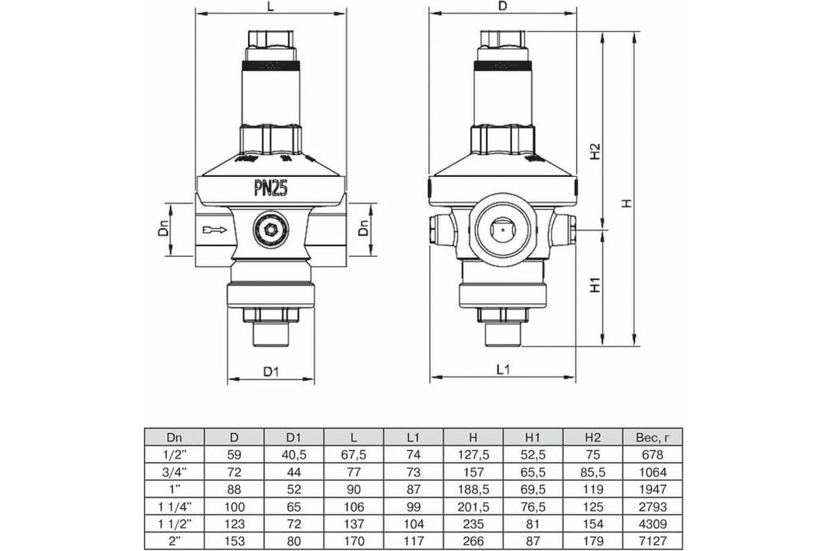 Редуктор давления мембранный (от 1 до 7 бар, 3/4) Valtec VT.085.N.0507