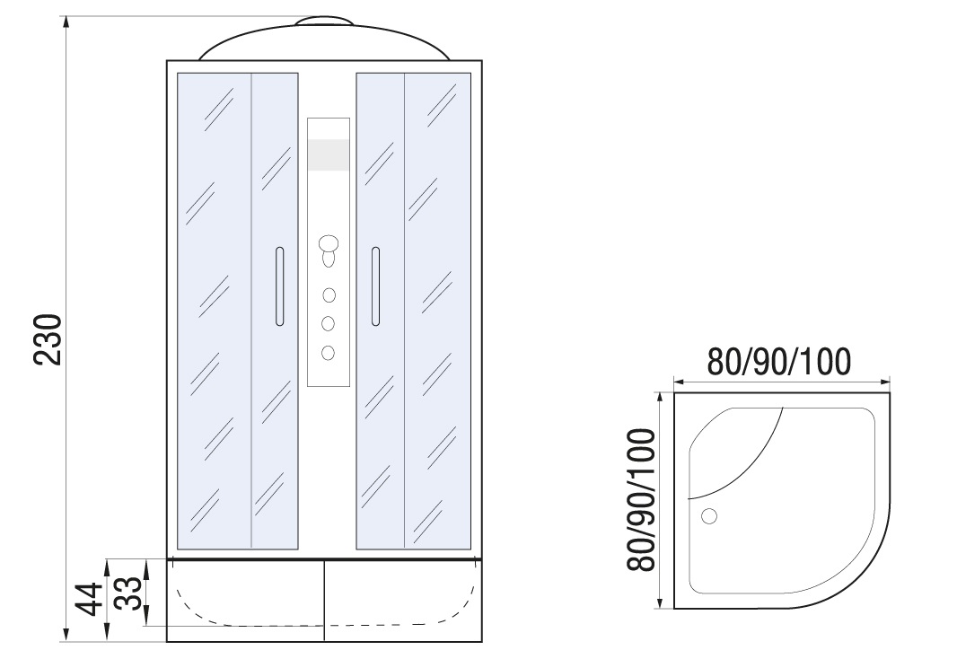 Душевая кабина River Dunay XL 80/43 МТ 10000006202 80x80 хром, матовое