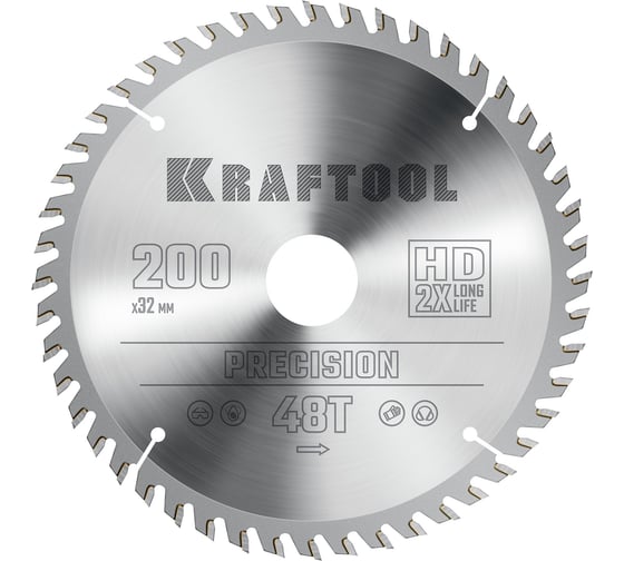 Диск пильный по дереву Kraftool Precission 200x32 мм, 48Т 36952-200-32