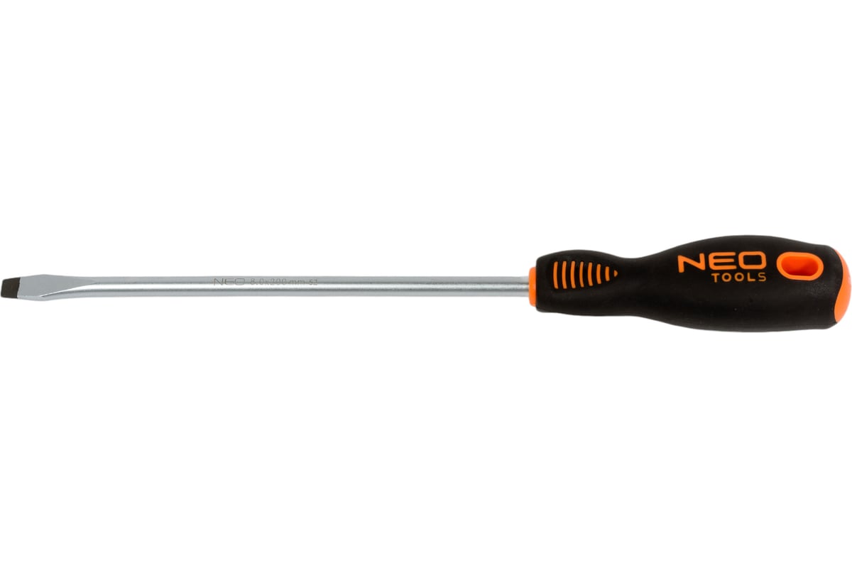 Шлицевая отвертка Neo Tools 8.0x200 мм CrMo 04-016