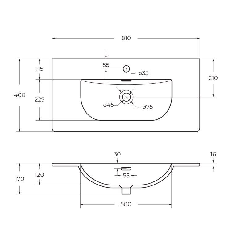 Раковина BelBagno 80 см BB-8099-3-80
