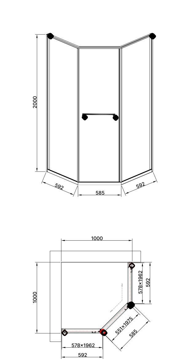 Душевой уголок Timo TTSS-100/13C-8L 100x100 левый, прозрачный, никель T33L