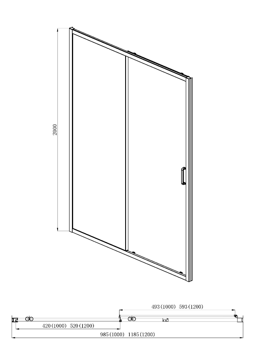 Душевая дверь Aquatek AQ ARI RA 10020CH 100x200, прозрачное, хром