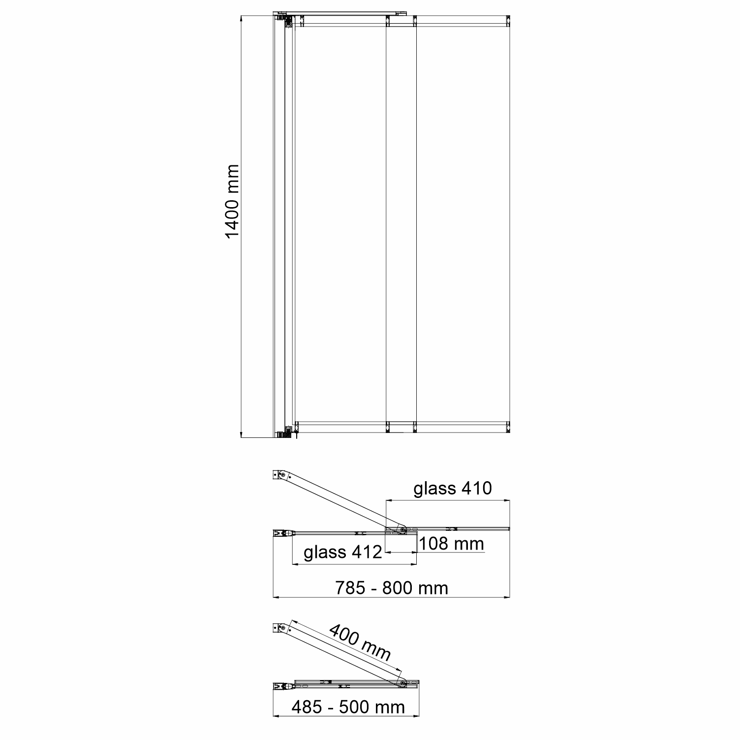 Шторка для ванны WasserKRAFT Dill 61S02-80 Fixed 80x140 черный профиль, с фиксатором