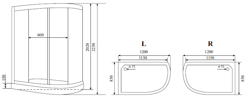 Душевая кабина Timo Standart T-6602 L Silver 120x85, хром, левосторонняя