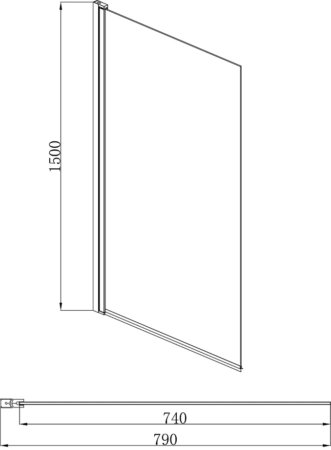 Шторка для ванны Aquatek AQ DEL SBA 08015CH 80x150 хром, прозрачное