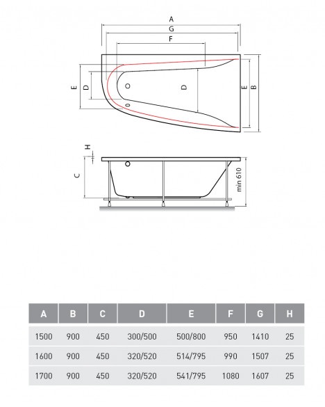 Акриловая ванна Vayer Boomerang 150x90 L