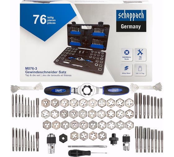 Набор метчиков и плашек Scheppach 76 предметов Sch-M076-3(64505)