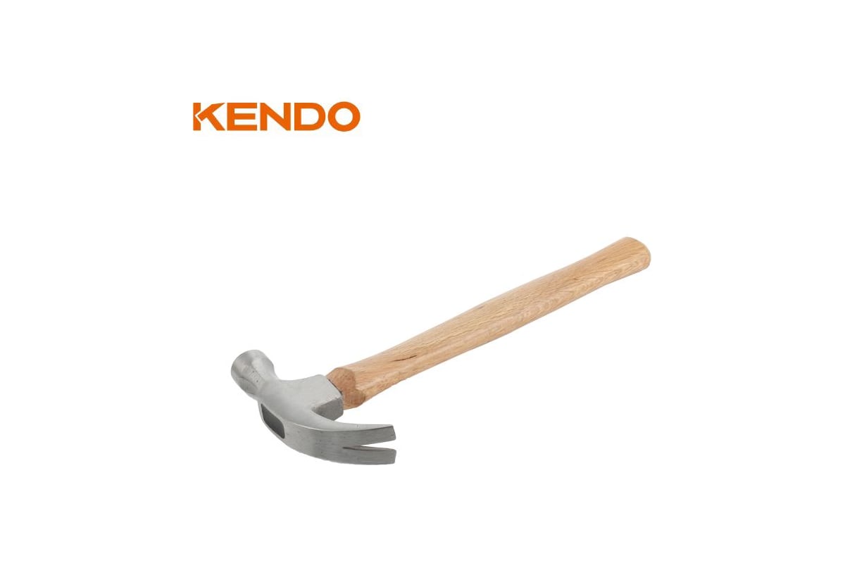 Молоток-гвоздодер KENDO с деревянной рукояткой, 450 гр 25123