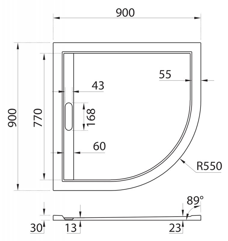 Поддон для душа Cezares TRAY-AS-R-90-30-W 90x90 из мрамора, белый