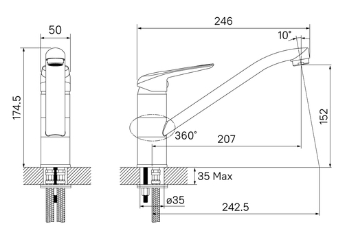 Смеситель для кухни Iddis Male MALWT00i05 белый матовый