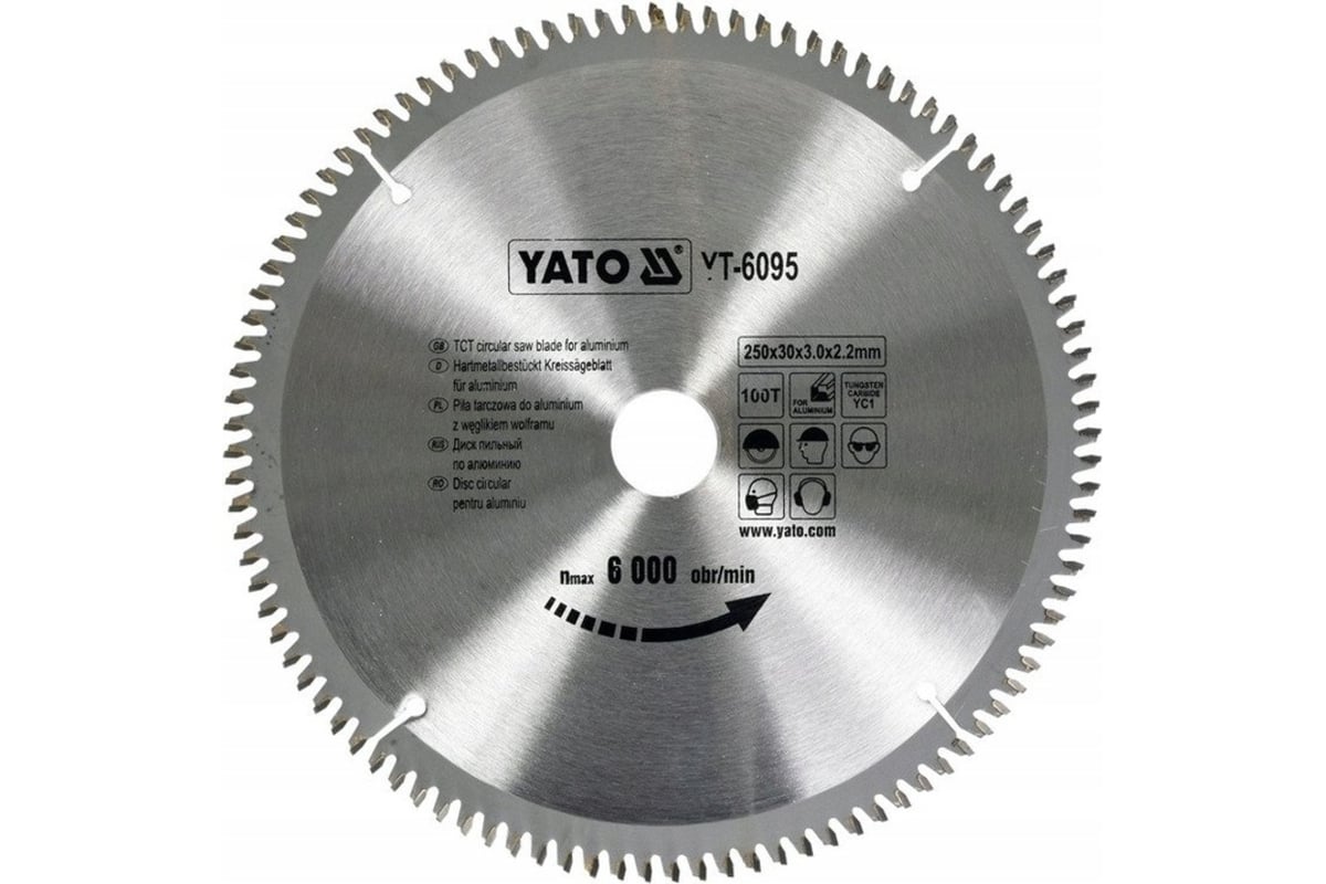 Диск отрезной по алюминию 250x30x3x2.2 мм, 100Т Yato YT-6095