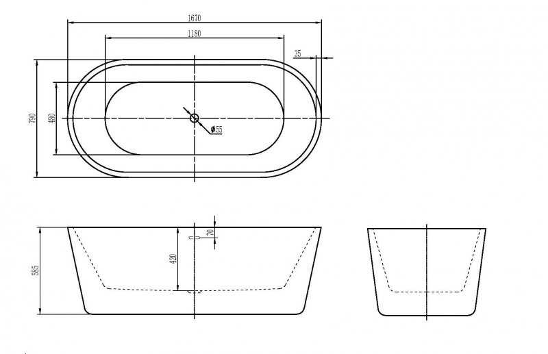 Акриловая ванна BelBagno BB306-1675 167x79 белый