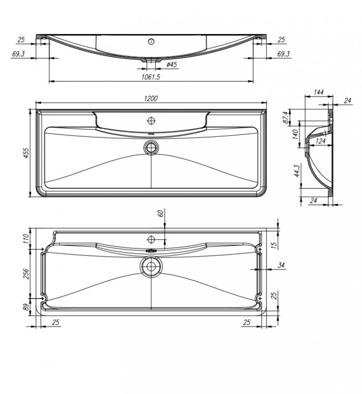 Раковина BelBagno BB1200/455-LV-ART-ALR-NERO 120 см черный