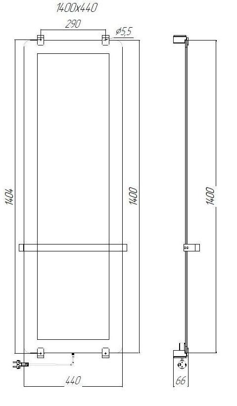 Полотенцесушитель электрический Allen Brau Infinity 140x44 см с рейлингом, черный браш, 00305021