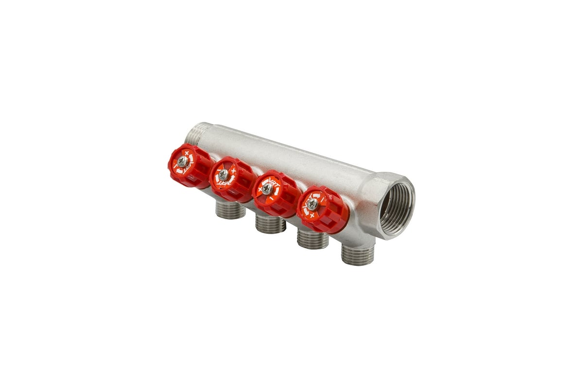 Коллектор VRT 1"x1/2", с регулировочными вентилями, 4 выхода 524075