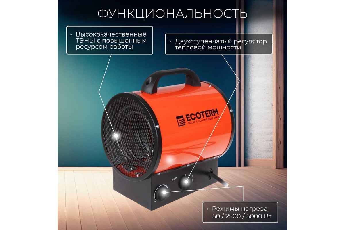Тепловая электрическая пушка ECOTERM EHR-09/3E ET1524-3