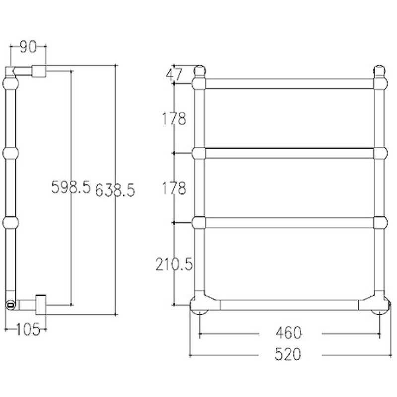 Полотенцесушитель электрический Margaroli Sole 512TS4604CRB 52x64 хром