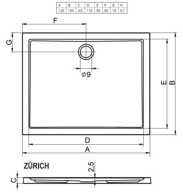 Поддон для душа Riho Zürich 292 120x100