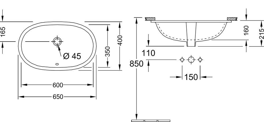 Раковина Villeroy&Boch O.Novo 65 см 41626001