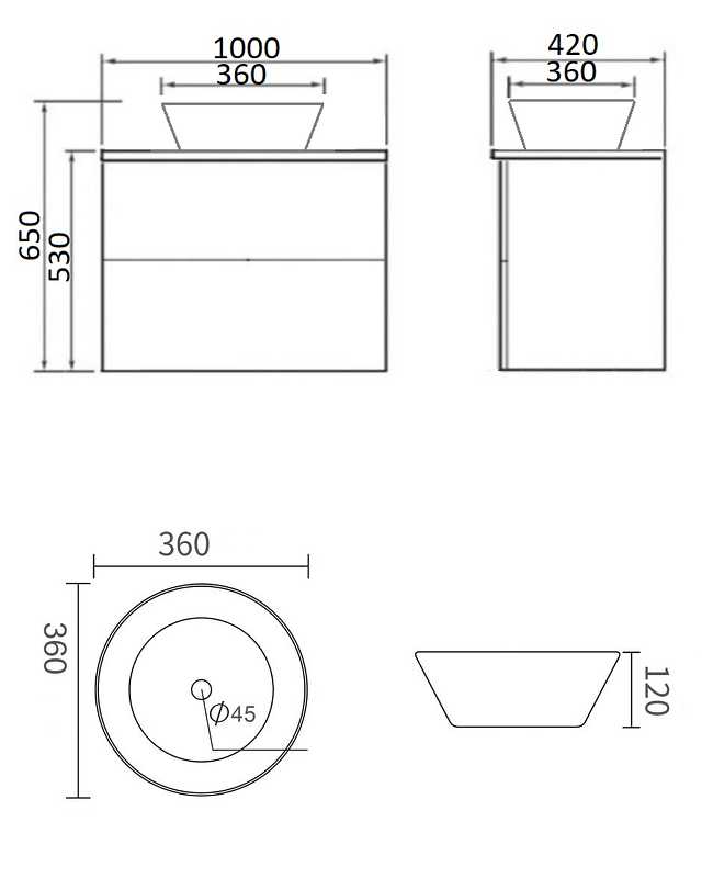 Тумба со столешницей Orange Otto 100 см Ot-100TuMDF+B08-360W белый глянец