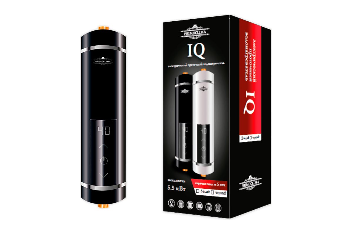 Электрический проточный нагреватель Primoclima IQ 5.5 кВт, черный PC IQ 5.5 (B)