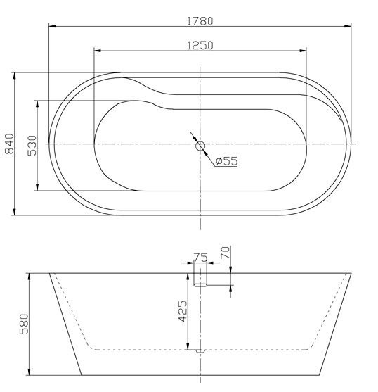 Акриловая ванна BelBagno BB14 178x84 см