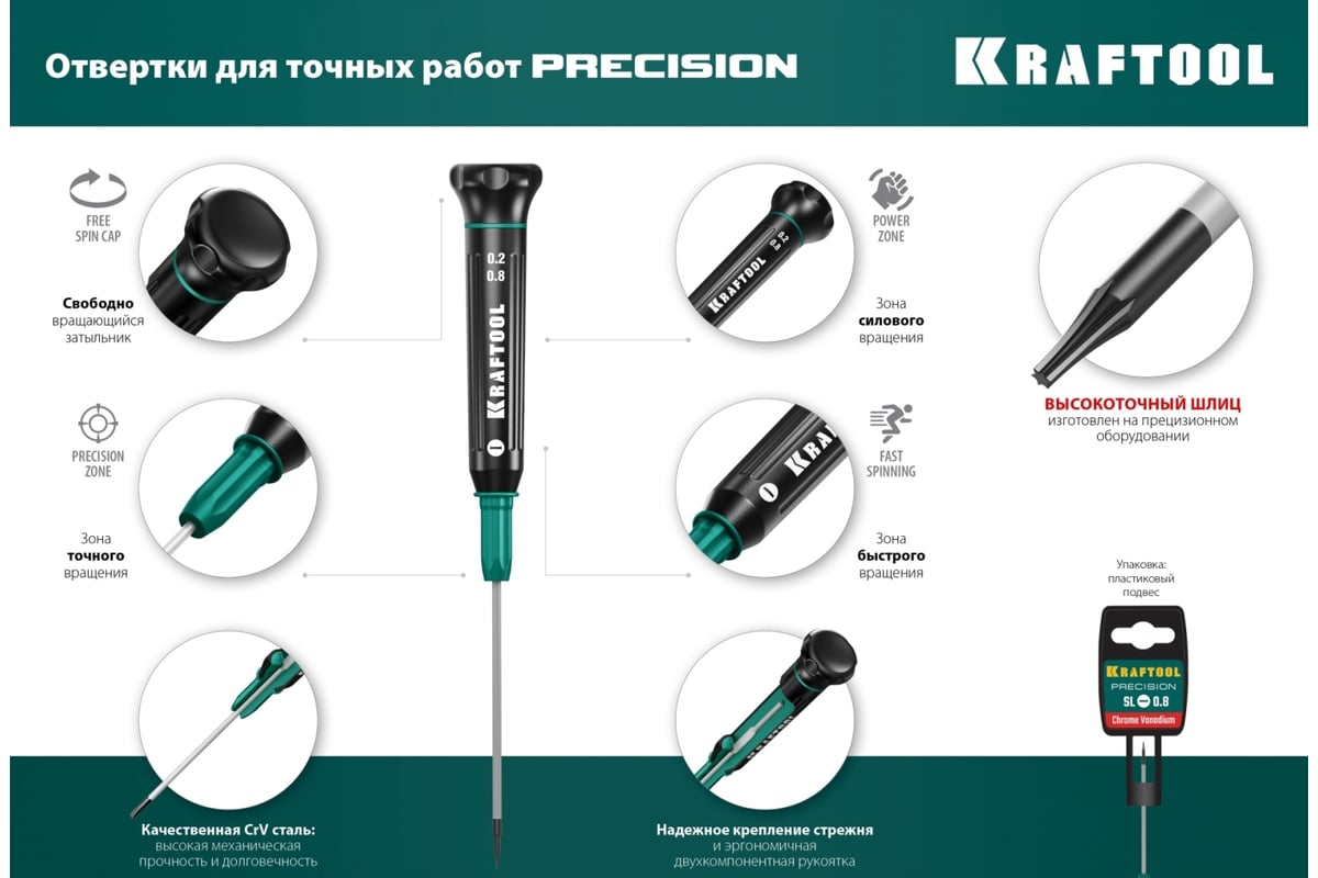 Отвертка для точных работ Kraftool Precision SL 1.5, 25681-1.5