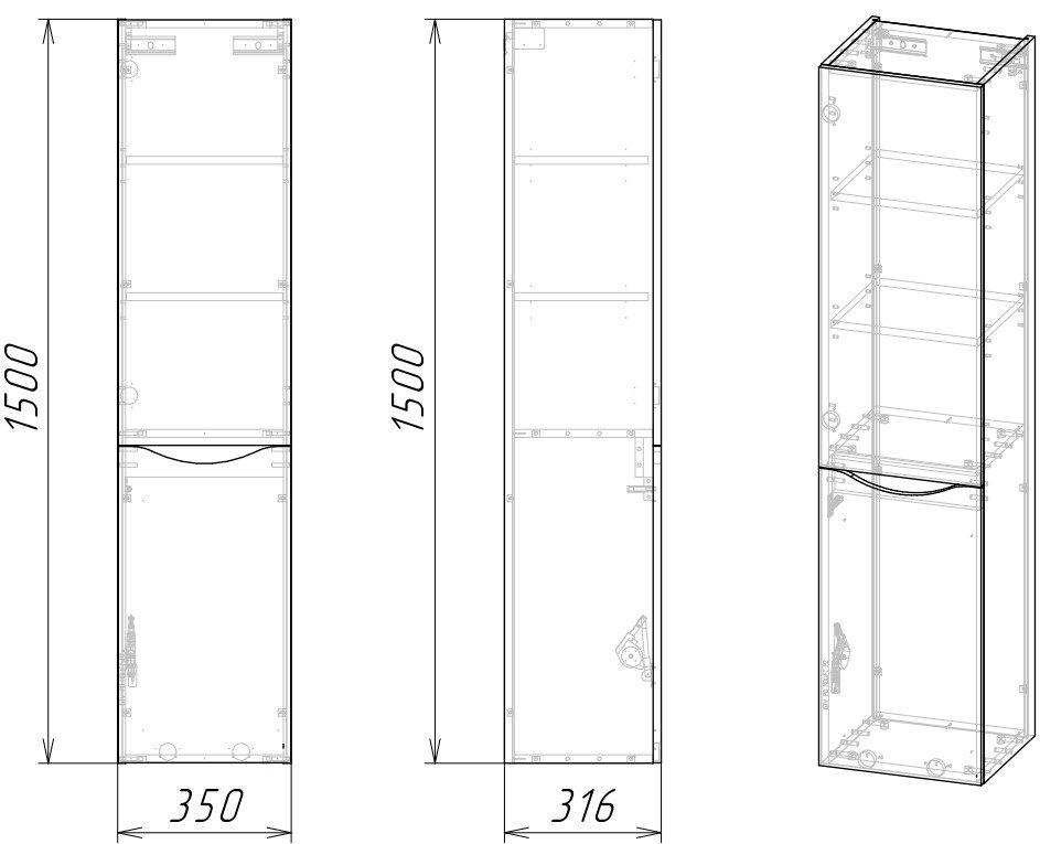 Мебель для ванной Grossman Талис 60 см, бетон пайн/белый глянец