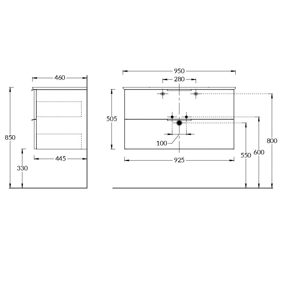 Тумба с раковиной Kerama Marazzi Piano 95 см дымчатый вяз