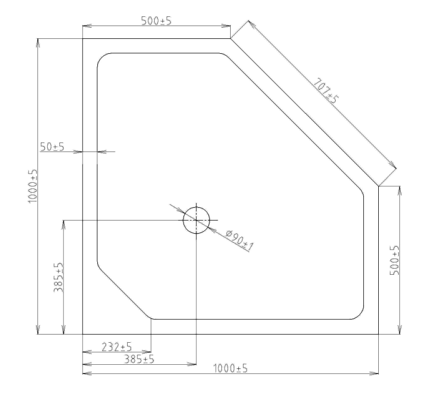 Поддон для душа Orans Tray TD 1010-4 100x100 пятиугольный