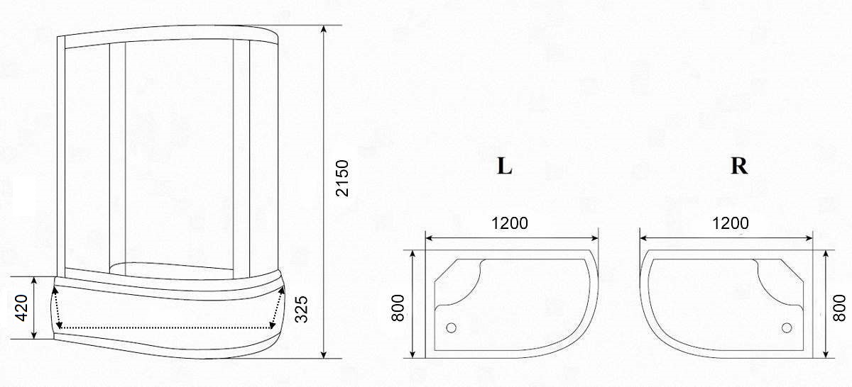 Душевая кабина Parly Bianco EB122L 120x80 левая