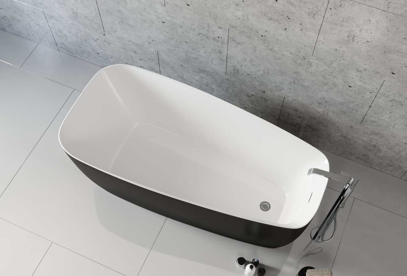 Акриловая ванна Aquanet Family Trend 170x78 см, 90778-GW-MB белый /черный матовый