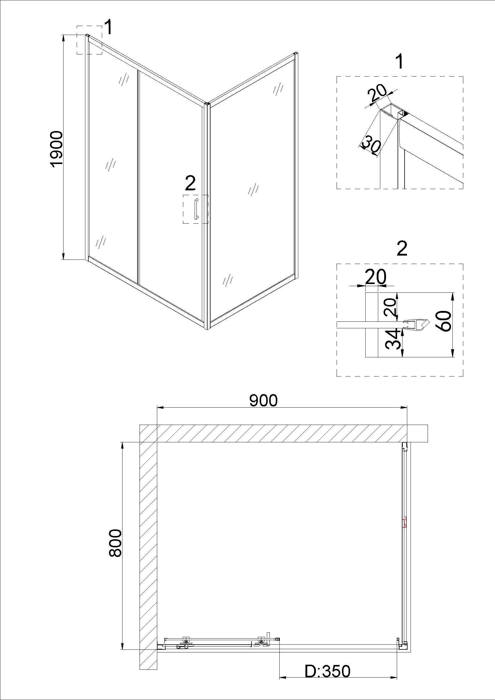 Душевой уголок Niagara Nova NG-42-9AG-A80G 90x80 прозрачный, золото