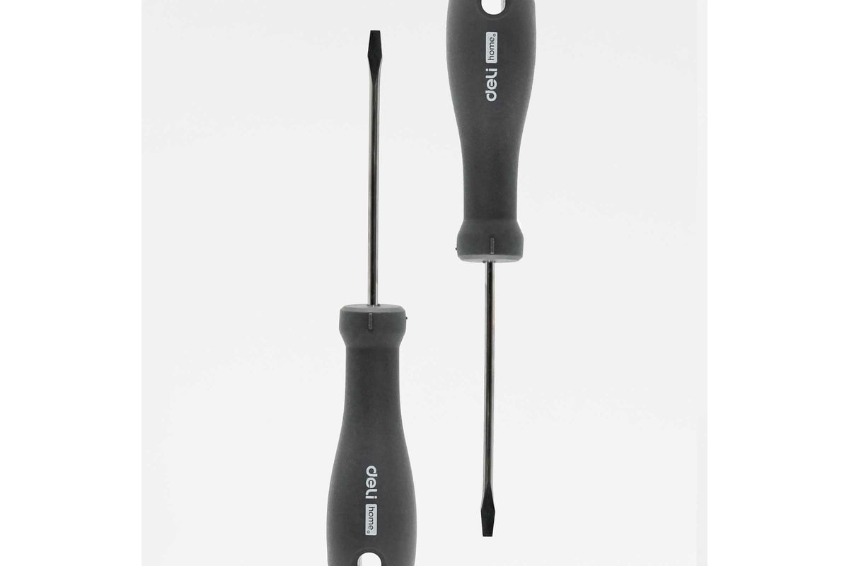 Шлицевая отвёртка Deli "Home Series Black" SL3x75мм HT1103 Cr-V, эксклюзивный дизайн, софттач, магнит 104602