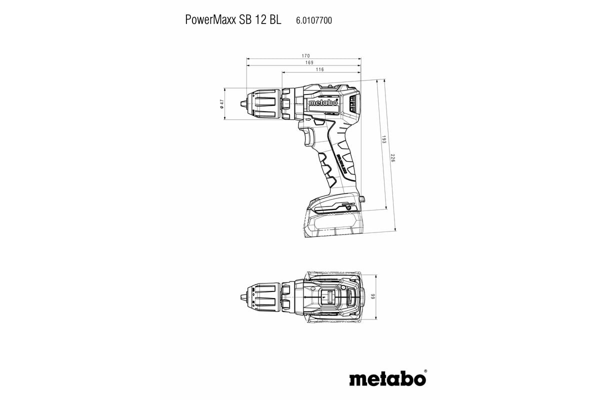 Аккумуляторная дрель-шуруповерт Metabo PowerMaxx SB 12 BL 601077800