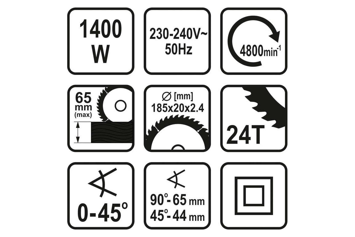 Ручная циркулярная пила Yato 1400 Вт, 185 мм 79257