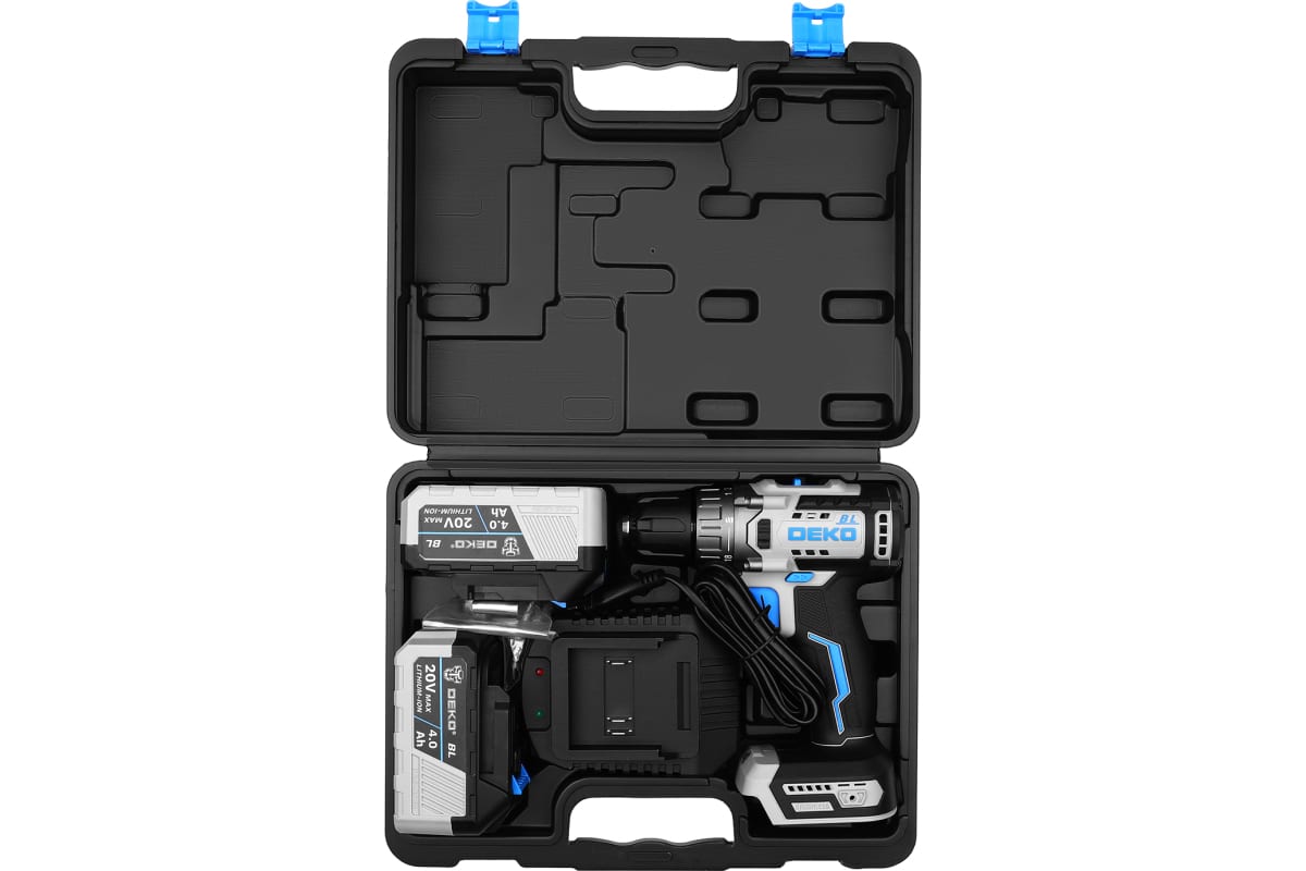 Дрель-шуруповерт аккумуляторная бесщеточная Deko Loner 20V ONE + в кейсе, 20В, 2x4.0Ач 085-1003