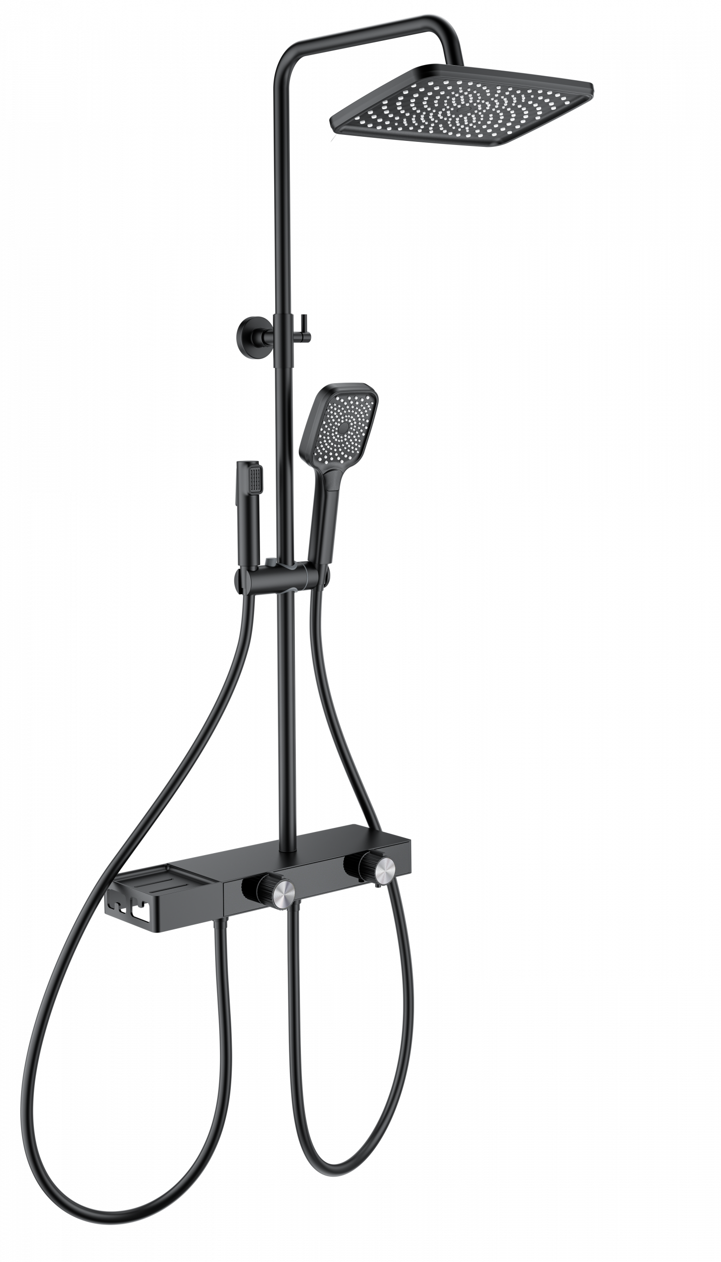 Душевая стойка Wonzon&Woghand Shelf WW-B4161-MB термостат, черный матовый
